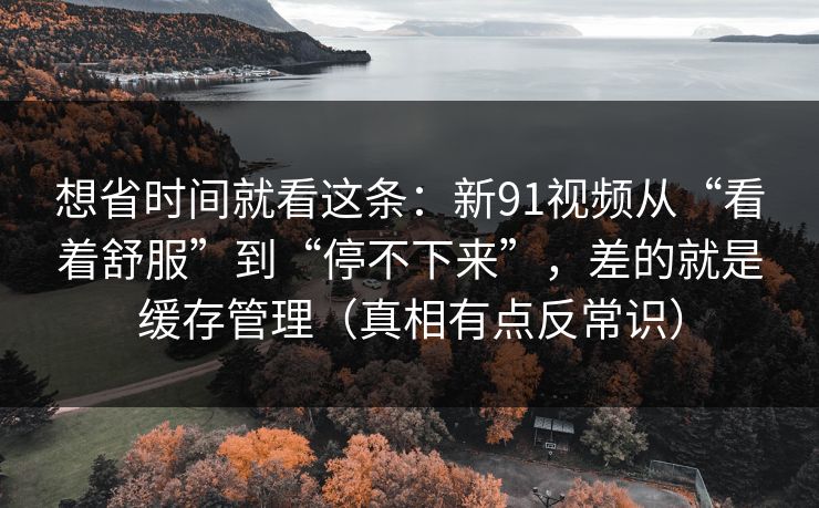 想省时间就看这条:新91视频从“看着舒服”到“停不下来”,差的就是缓存管理(真相有点反常识) 想省时间就看这条:新91视频从“看着舒服”到“停不下来”,差的就是缓存管理(真相有点反常识)