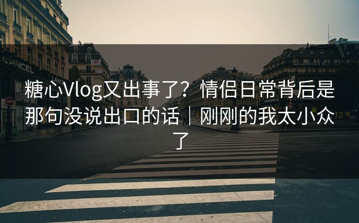 糖心Vlog又出事了？情侣日常背后是那句没说出口的话｜刚刚的我太小众了