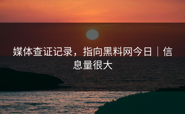 媒体查证记录，指向黑料网今日｜信息量很大